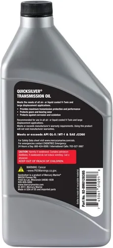Vista 2 de Quicksilver 8M0128385 85W-140 Aceite de transmisión de motocicleta – 1 Qt.