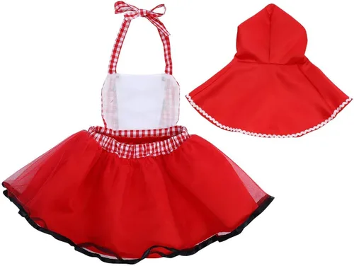 Vista 3 de ODASDO Caperucita Roja Disfraz para Bebé Niño Niños Halloween Cosplay Fiesta Fancy Dress Up con Capucha