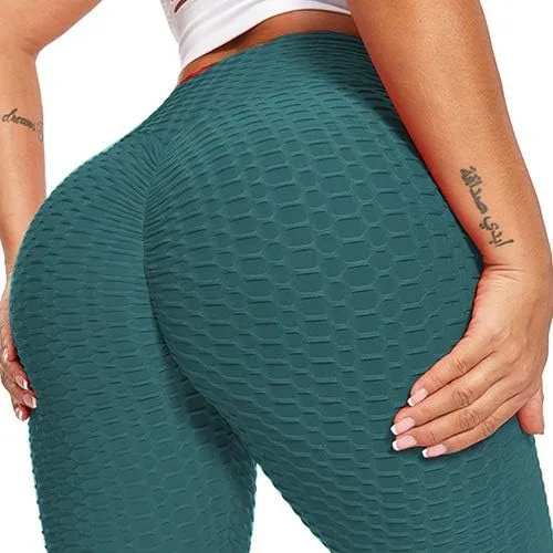 Vista 2 de JGS1996 - Leggings para mujer de levantamiento de glúteos, control de abdomen, entrenamiento, yoga, cintura alta, con fruncido, ajustadas