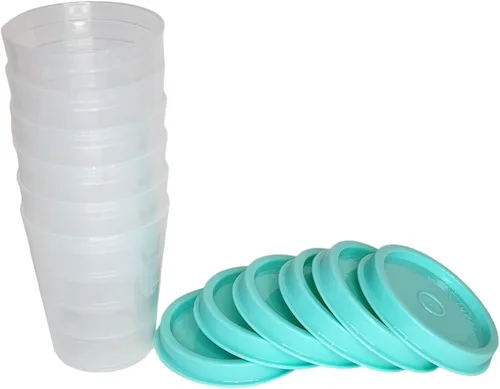 Vista 2 de Tupperware Conjunto de midgets transparentes clásicos Tupper Minis en color natural con sello Aqua