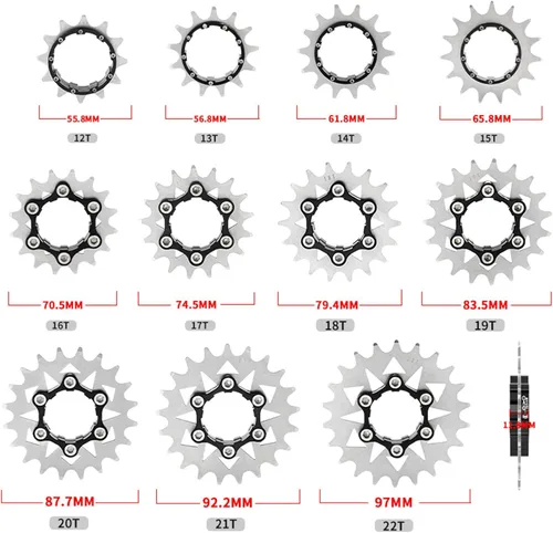 Vista 2 de Kit de conversión de velocidad única para bicicleta 12T13T/14T/15T/16T/17T/18T/19T/20T/21T/22T Cassette de una sola velocidad y espaciadores