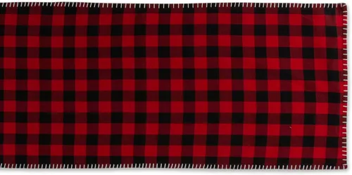 Vista 6 de DII Buffalo Check, colección reversible, camino de mesa, 14x72, rojo y negro