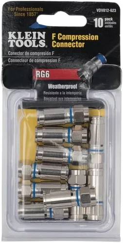 Vista 2 de Klein Tools VDV812-623 Conectores de compresión F resistentes a la intemperie, aprobación de proveedores de satélite y juntas tóricas dobles