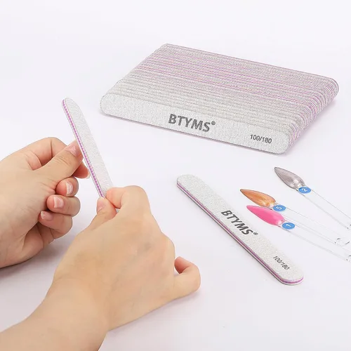 Vista 5 de BTYMS 25 limas de uñas de grano 100/180 de doble cara, limas de pulido de uñas para uñas acrílicas y naturales