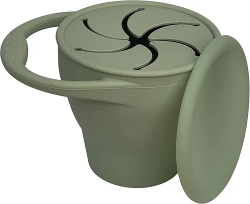 Vista 11 de BraveJusticeKidsCo - Snack Attack Cup - Contenedor de bocadillos de silicona plegable, recipiente para snacks para bebés y niños pequeños