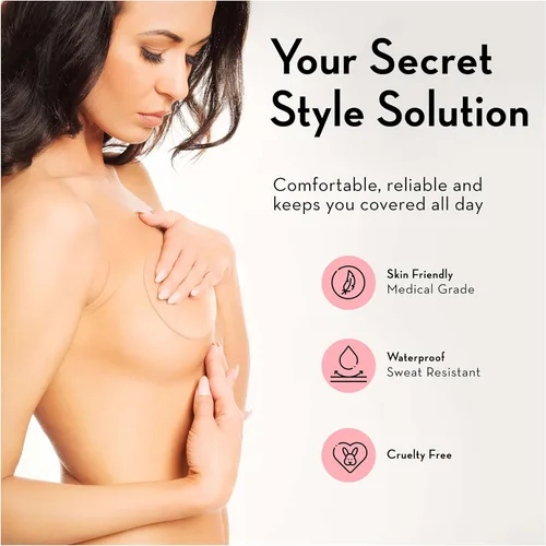 Vista 3 de Nipple Covers (2-Pairs, Reusable), 3D Seamless Nipple Pasties, Adhesive Silicone Nipple Cover Pasties