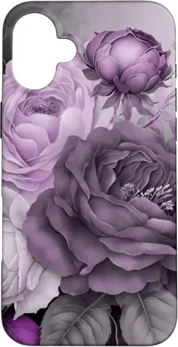 Vista 23 de Purple Watercolor Rose Flower Bouquet on Gray Case for iPhone 17