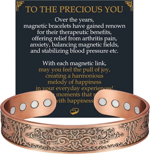 Vista 12 de Pulsera de cobre para hombres, pulsera magnética de cobre de 18X de fuerza para hombres con imanes de 3,800 Gauss, cobre sólido puro al 99.99%