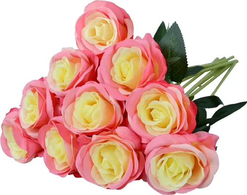 Vista 19 de Eternal Blossom 10 flores artificiales de seda de rosa negra de 19.7 in para ramo de novia, decoración de boda para el hogar Negro