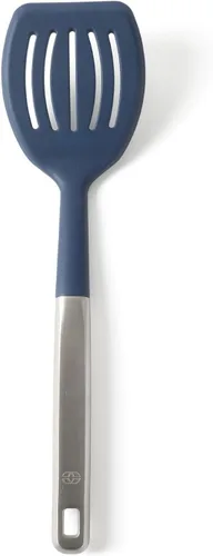 Vista 20 de Calphalon Espátula ranurada, espátula de cocina, espátula ranurada, girador de acero inoxidable con mango de silicona resistente al calor, espátula