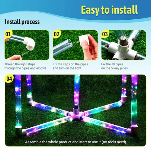 Vista 5 de Juegos de patio al aire libre para adultos y niños, juegos de lanzamiento de anillos LED con multicolor, fáciles de configurar y sin necesidad