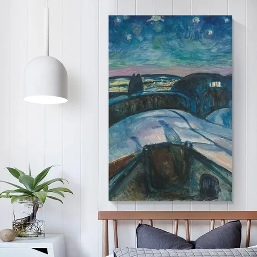 Vista 5 de Devinee Póster de Edvard Munch-La noche estrellada para pared, póster impreso en lienzo para decoración de dormitorio, sala de estar, 08 x 12