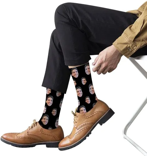 Vista 3 de Calcetines personalizados con foto, calcetines de cara personalizados para hombres, regalos divertidos personalizados para papá, Navidad