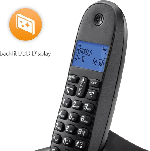 Vista 3 de Motorola DECT 6.0 Teléfono doméstico inalámbrico digital con contestador automático y tres teléfonos C1013LX