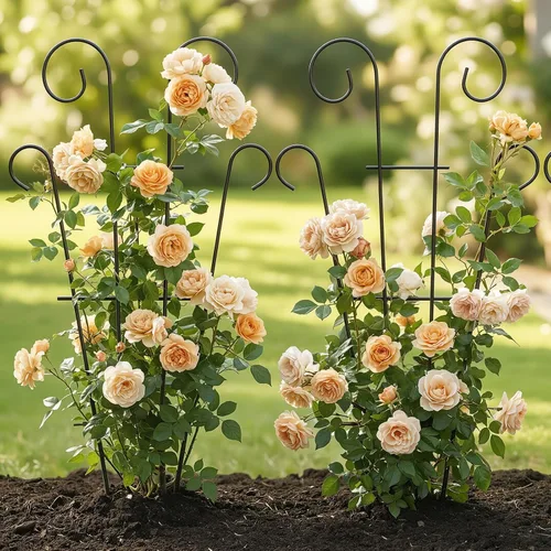 Vista 4 de Thealyn Paquete de 4 enrejados de plantas de 23 pulgadas para plantas en maceta, enrejado de jardín de metal para plantas trepadoras, soporte