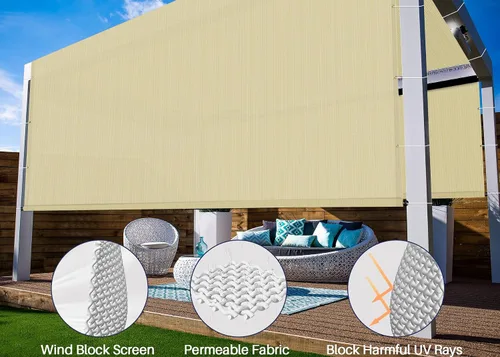 Vista 4 de Windscreen4less Cubierta de Sombra de Repuesto para Pérgola Exterior de 3'x4', Toldo para Patio, Panel de Pantalla de Sombra Privada con Ojales en 2