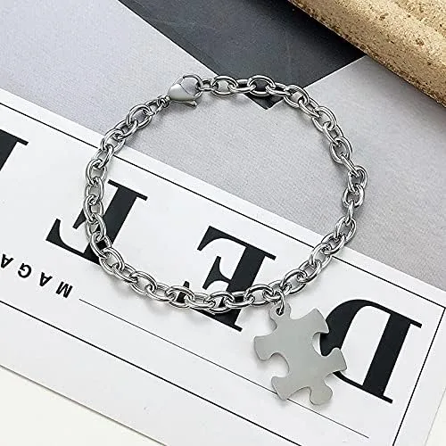 Vista 5 de VNOX Juego de pulseras de rompecabezas personalizadas de 2345678 para mejor amiga, mejor amiga, familia, amor, amistad, juegos de regalo