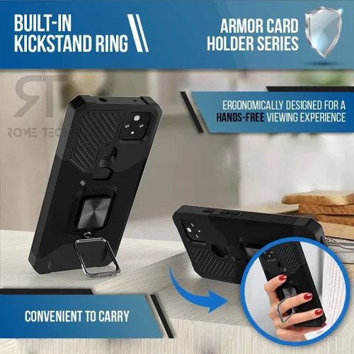 Vista 3 de Rome Tech Funda protectora resistente para Google Pixel 5a 5G (no para Pixel 5a), funda protectora con soporte, funda de grado militar