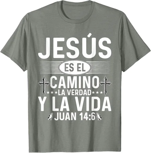 Vista 22 de Camisetas Cristianas en español Versículos Biblia Juan 14:6 Camiseta, Negro, S