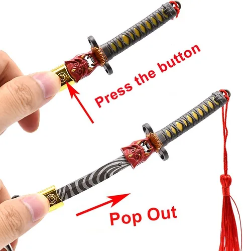 Vista 2 de Batustou 8.66" Valorant Onimaru Kunitsuna Katana Key Chain Mini Sword Game Katana Keychain Backpack Keyring Desk Decoration