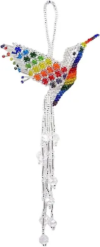 Vista 26 de Mia Jewel Shop - Figurina colgante decorativa de colibrí Figuras de pájaros para decoración del hogar Adorno de vidrio checo con cuentas