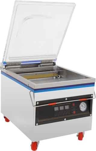 Vista 3 de Máquina selladora al vacío, 360 W 110 V Máquina de envasado al vacío comercial Sellador de preservación de cámara eléctrica de acero inoxidable