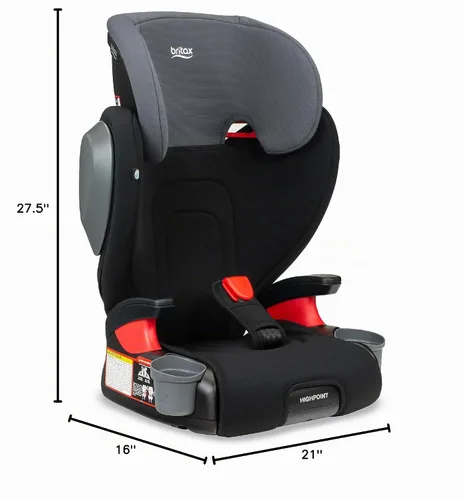 Vista 10 de Britax Highpoint - Asiento elevador de posicionamiento de cinturón sin respaldo, SafeWash Negro Ombre