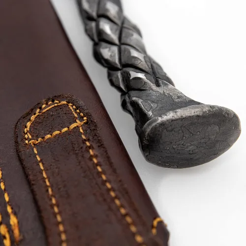 Vista 8 de WARRIORS QUEST™ - SideWinder Railroad Spike Knife - Cuchillo de acero al carbono forjado a mano y tratado térmicamente con funda de cuero de primera