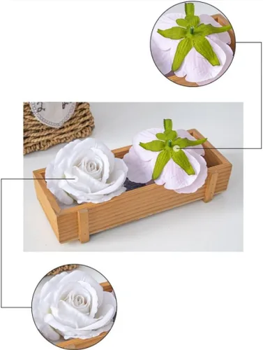 Vista 3 de 10 piezas de flores artificiales sin tallo de 3.9 in de cabeza de rosas artificiales estéticas para bodas, ramos, guirnaldas