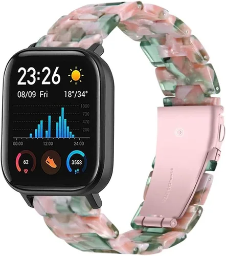 Vista 8 de Resin Watch Band Compatible with Amazfit Active/GTS 3/GTS 4/GTR Mini/GTS 2/ GTS 2e/ GTS 2 Mini/GTS 4 Mini Bands, 20mm Replacement Adjustable Fenlv