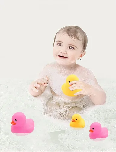 Vista 6 de 16 patos de goma rosa para niños, patos de goma chirriantes a granel, patos de goma para baby shower, decoración de patos de fiesta (2.2 pulgadas)
