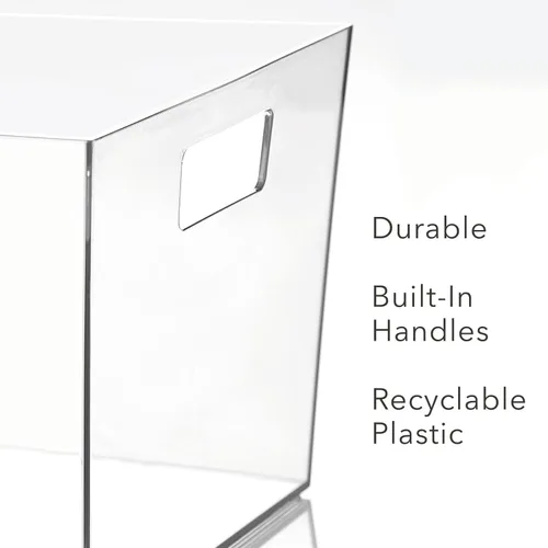 Vista 2 de mDesign Nate Home by Nate Berkus - Cubo ancho de plástico con asas, organizador perfecto para almacenamiento de cocina o refrigerador y organización