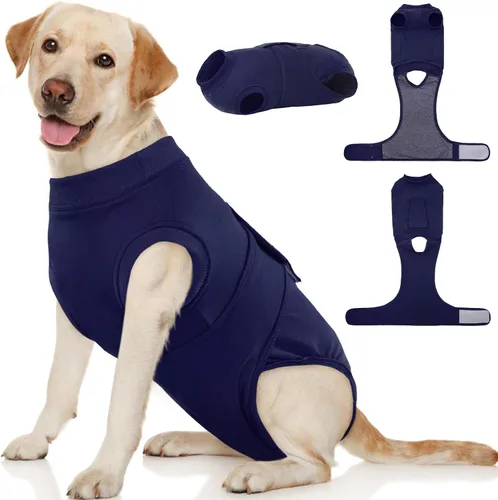 Vista 72 de Kuoser Traje de cirugía para perro, cómodo traje de recuperación para perras, mameluco protector posoperatorio, alternativa suave al cuello E
