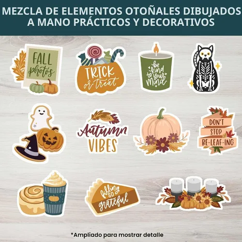 Vista 4 de bloom daily planners Paquete de calcomanías de expansión de otoño, 8 hojas/411 calcomanías, paquete variado de cosecha de otoño con Halloween