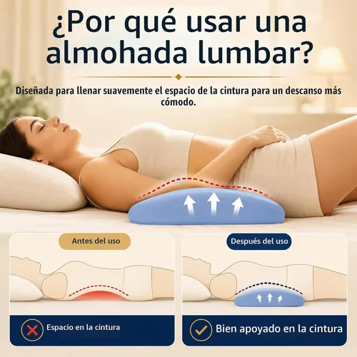 Vista 2 de Almohada de apoyo lumbar para aliviar el dolor de espalda: almohada de espalda baja para dormir - Almohada de cintura de espuma viscoelástica