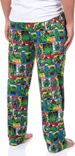 Vista 4 de Marvel - Pantalones de pijama para hombre, diseño de cómic clásico The Incredible Hulk