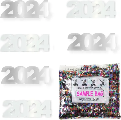 Vista 50 de Confetti Year 2024 Negro, Azul Royal Combo - 2 bolsas de media onza (1 oz)
