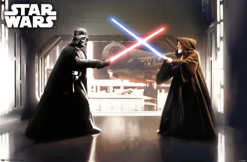 Vista 10 de Star Wars: Saga - First Duel Wall Poster, 22.4L x 14.7W, Barnwood Framed Version