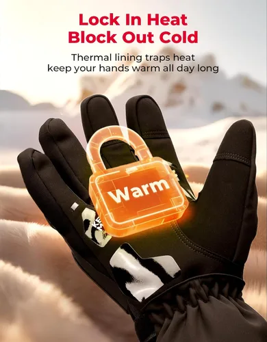 Vista 4 de Guantes para moto, invierno, para hombres y mujeres, impermeables