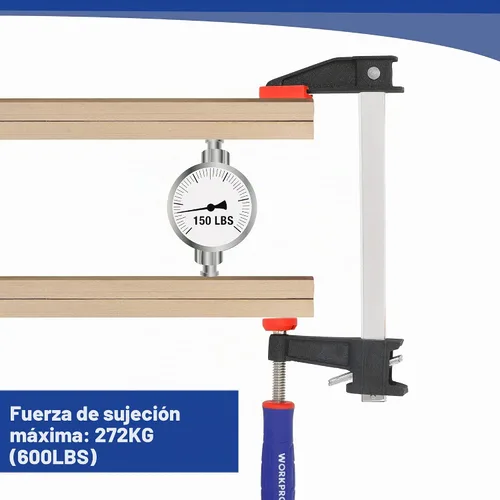 Vista 5 de WORKPRO Juego de abrazaderas de barra de acero de 6 pulgadas, paquete de 2 abrazaderas de barra estilo embrague de liberación rápida con garganta