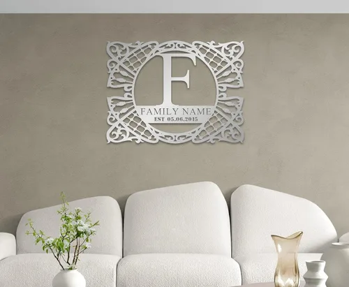 Vista 5 de Letrero de metal con nombre personalizado, arte de pared y decoración personalizada, regalo de apellido personalizado, letrero de árbol genealógico