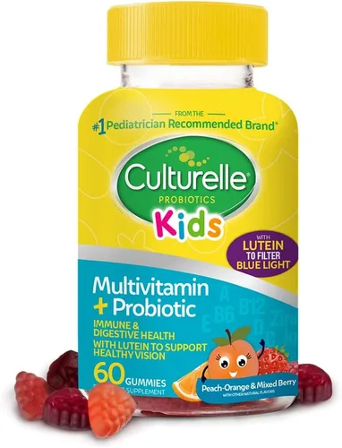 Vista 2 de Culturelle Gomitas probióticas para niños a partir de 2 años, sabores de naranja melocotón, bayas mixtas y probióticos diarios para niños + gomitas