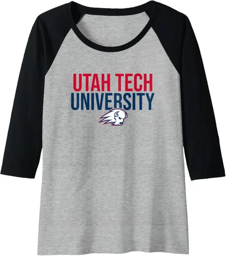 Vista 4 de Utah Tech Trailblazers Stacked Raglan Baseball Tee