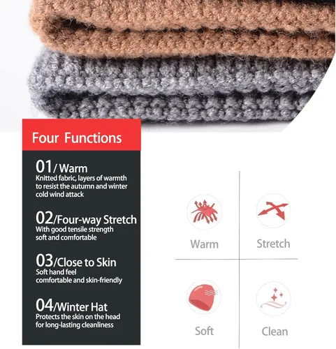 Vista 20 de Gorros de invierno para hombre, para exteriores, elásticos, de punto, con orejeras, resistentes al viento