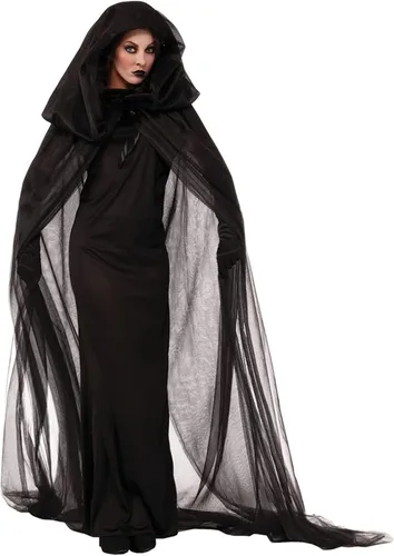 Vista 2 de Vestido de Halloween para mujer disfraz de bruja muerte disfraz de carnaval de diversión fiesta