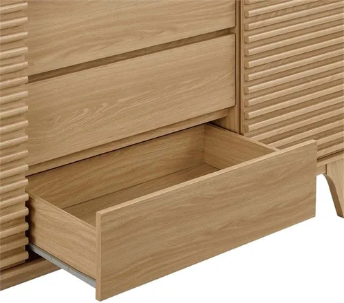 Vista 8 de Modway Render - Mueble moderno de mediados de siglo para mesa de bufé o TV de 63 pulgadas, en color roble