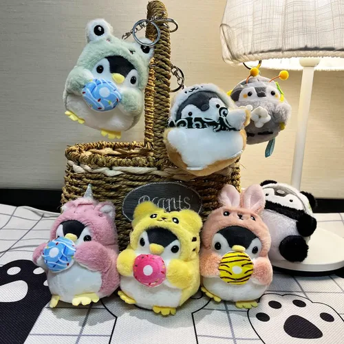 Vista 5 de Lindos llaveros de San Valentín, llavero kawaii, animales de peluche pequeños, pingüino de unicornio rosa, lindos llaveros para mochilas, llavero