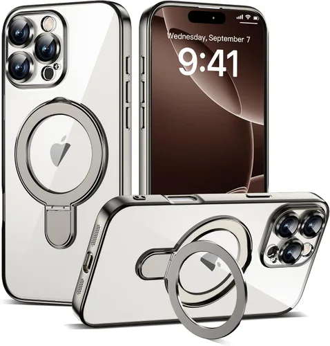 Vista 84 de Funda compatible con iPhone 12 con soporte de anillo magnético invisible [compatible con Mag-Safe] [Protector completo de lente de cámara] Funda