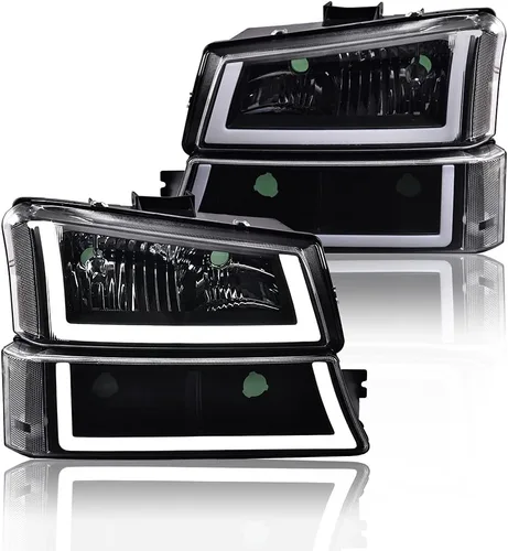 Vista 10 de G-PLUS - Par de faros delanteros led para circulación diurna, lente transparente, carcasa negra, reflector ámbar