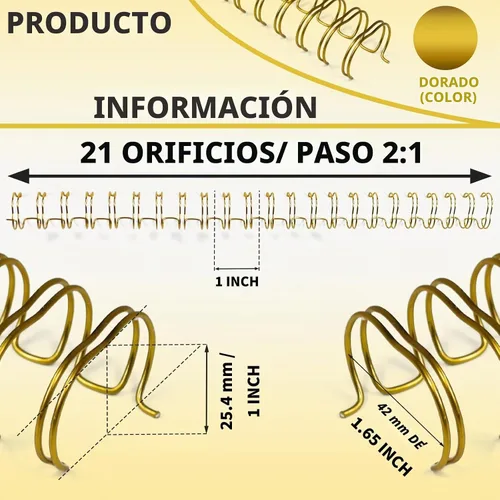 Vista 2 de RAYSON - Espinas de encuadernación de alambre 2:1, 21 bucles, 1 pulgada, capacidad de encuadernación de 240 hojas